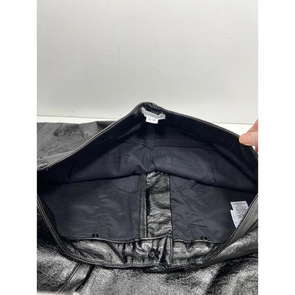 Good American Women’s 12/42 Good Classic Textured Vinyl Pants Black Faux Leather - Picture 7 of 9